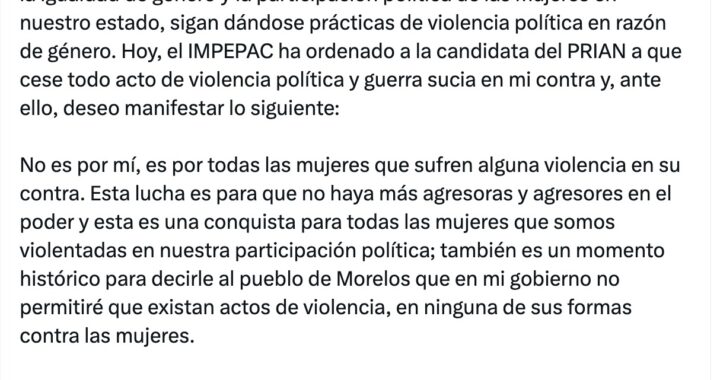 Condena  Margarita la violencia política en razón de género de la candidata del PRIAN